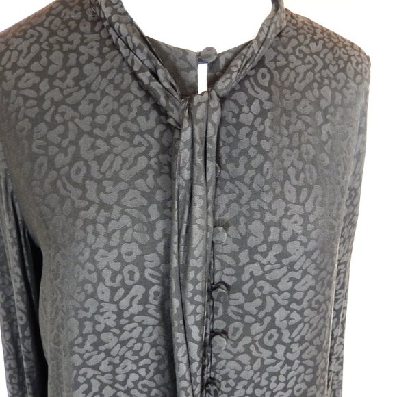 Laundry By Shelli Segal Long Sleeve Black on Black Print Blouse Size Small - Picture 3 of 8